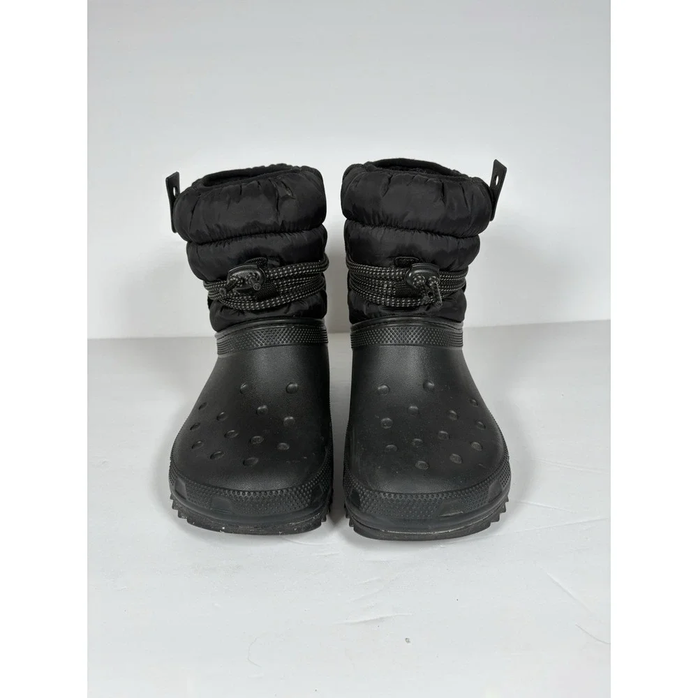 Women's 11M Crocs Classic Neo Puff Luxe Boots Black 207312-001 Winter Waterproof